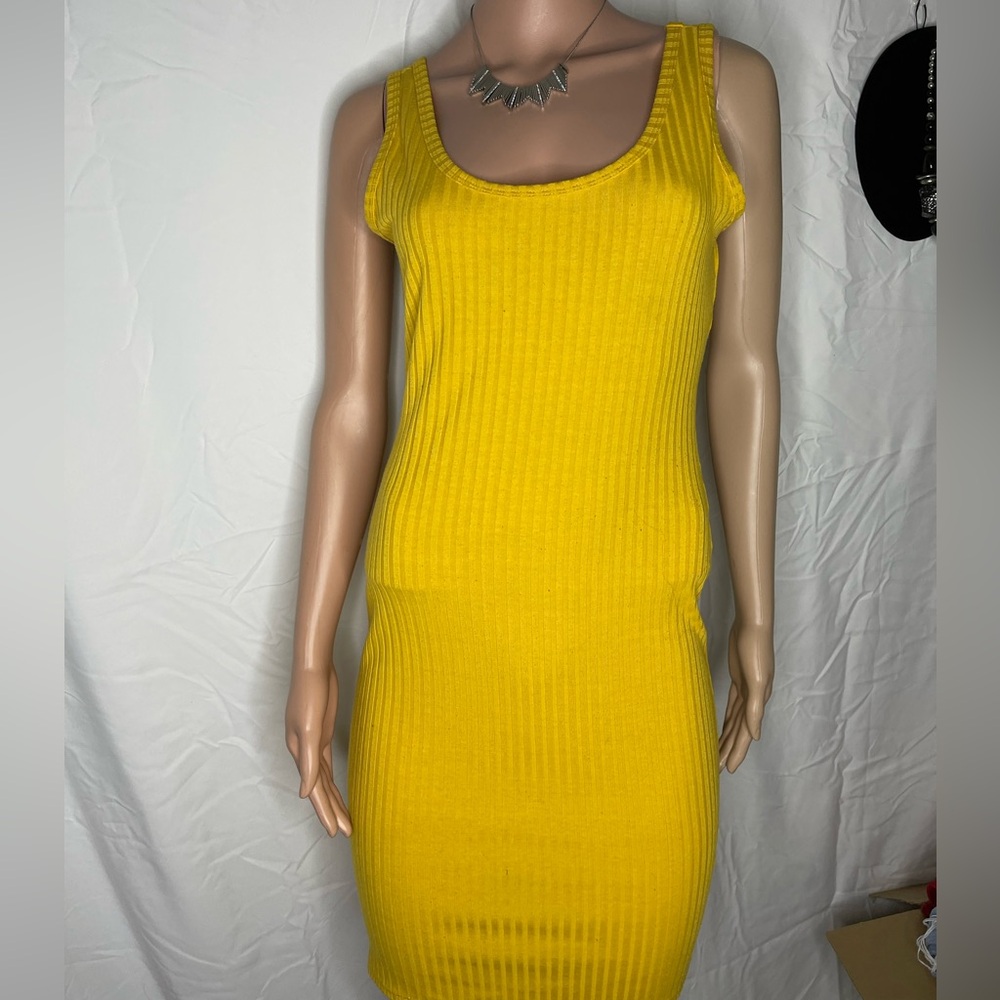 Papaya Bright Yellow Ribbed Dress